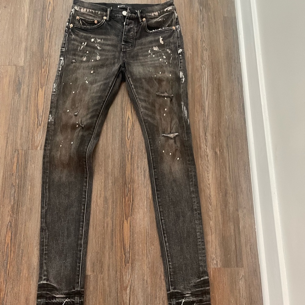 Men's Skinny Jeans in Distressed Black
